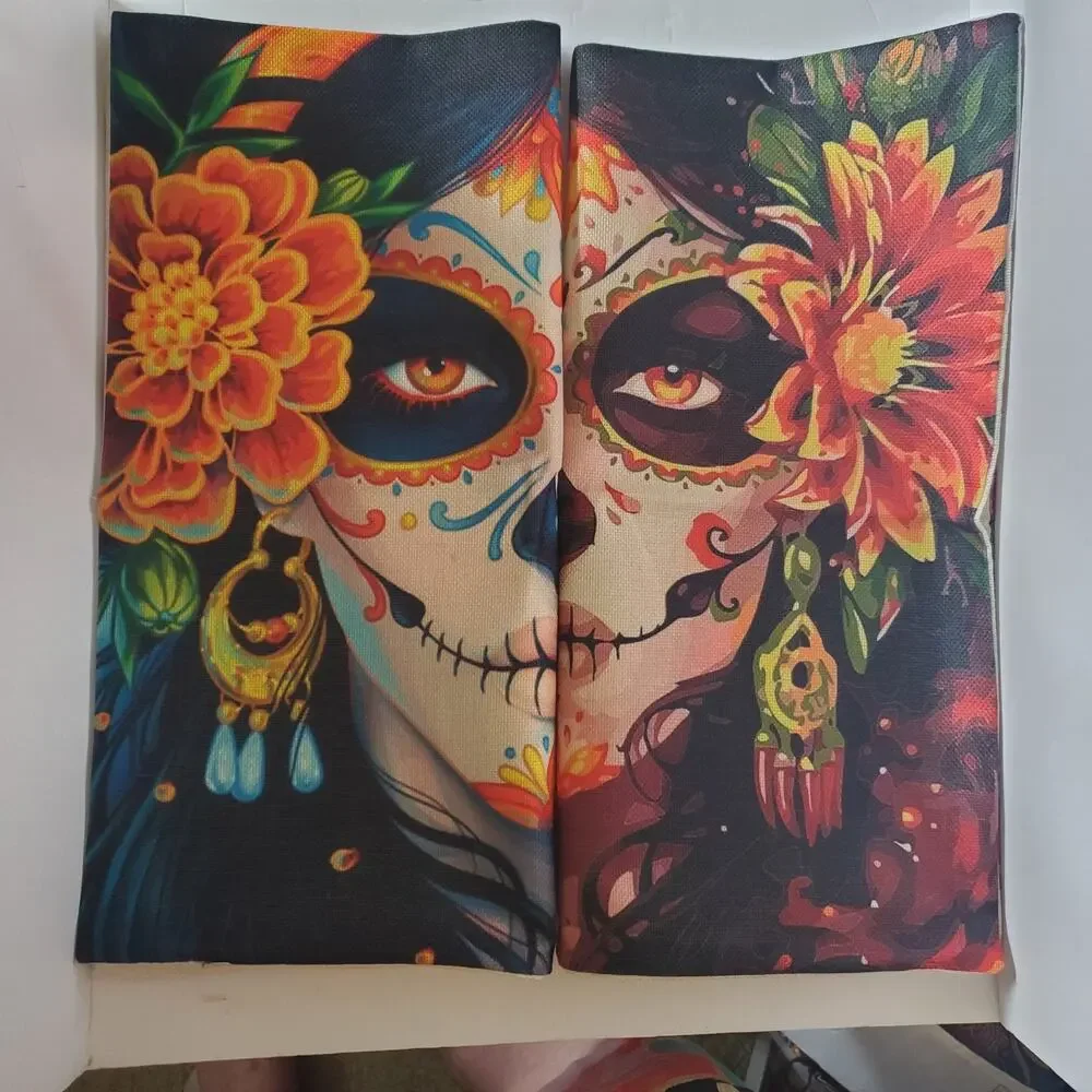 Sugar Skull Pillow Cover Only Dia de los Muertos Halloween Day Of The Dead 18